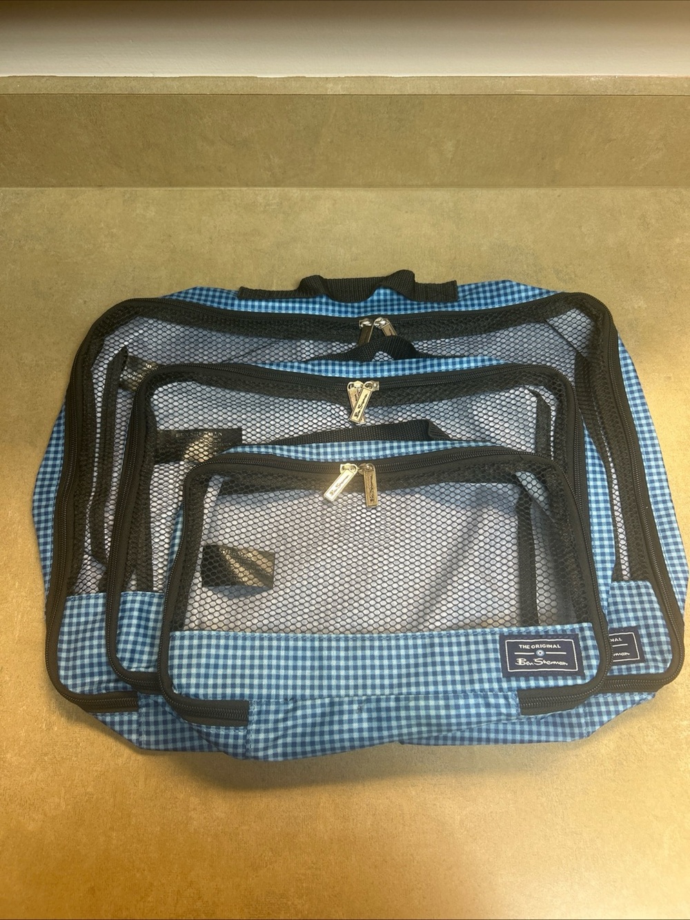 3 Pc BEN SHERMAN PACKING CUBES SMALL MEDIUM LARGE TRAVEL LUGGAGE POUCHES- BLUE